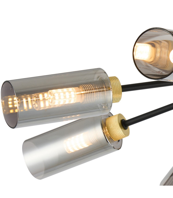 Harpursville Ceiling 8 Light G9 Satin Black/Gold/Smoked Glass-6