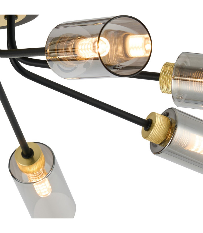 Harpursville Ceiling 8 Light G9 Satin Black/Gold/Smoked Glass-7
