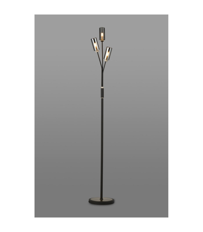 Harpursville Floor Lamp 3 Light G9 Anthracite/Satin Nickel/Smoked Glass-3