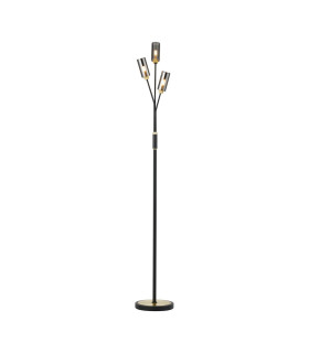 Harpursville Floor Lamp 3 Light G9 Satin Black/Gold/Smoked Glass-1