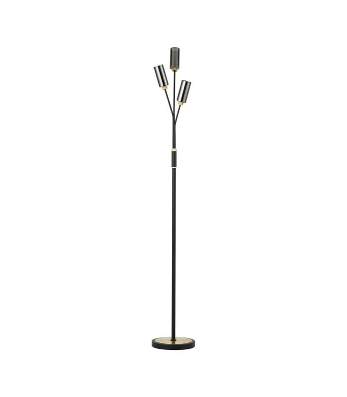 Harpursville Floor Lamp 3 Light G9 Satin Black/Gold/Smoked Glass-4