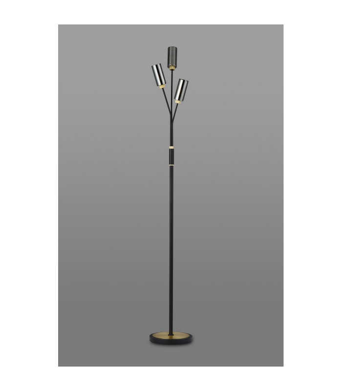 Harpursville Floor Lamp 3 Light G9 Satin Black/Gold/Smoked Glass-7