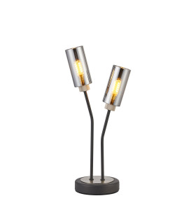 Harpursville Table Lamp 2 Light G9 Anthracite/Satin Nickel/Smoked Glass-1