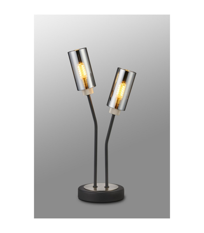 Harpursville Table Lamp 2 Light G9 Anthracite/Satin Nickel/Smoked Glass-3