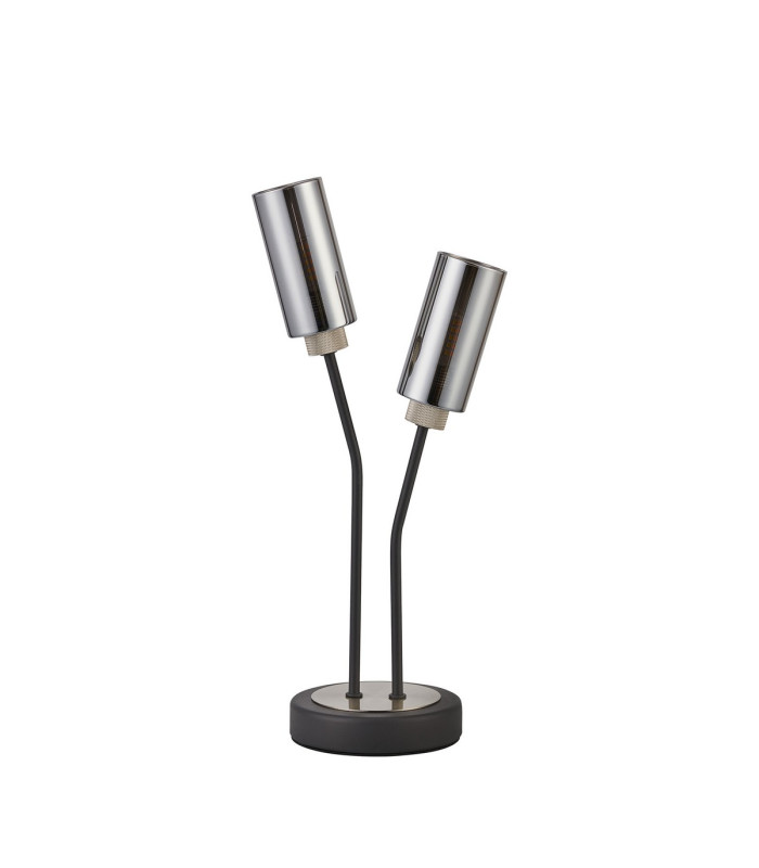 Harpursville Table Lamp 2 Light G9 Anthracite/Satin Nickel/Smoked Glass-4