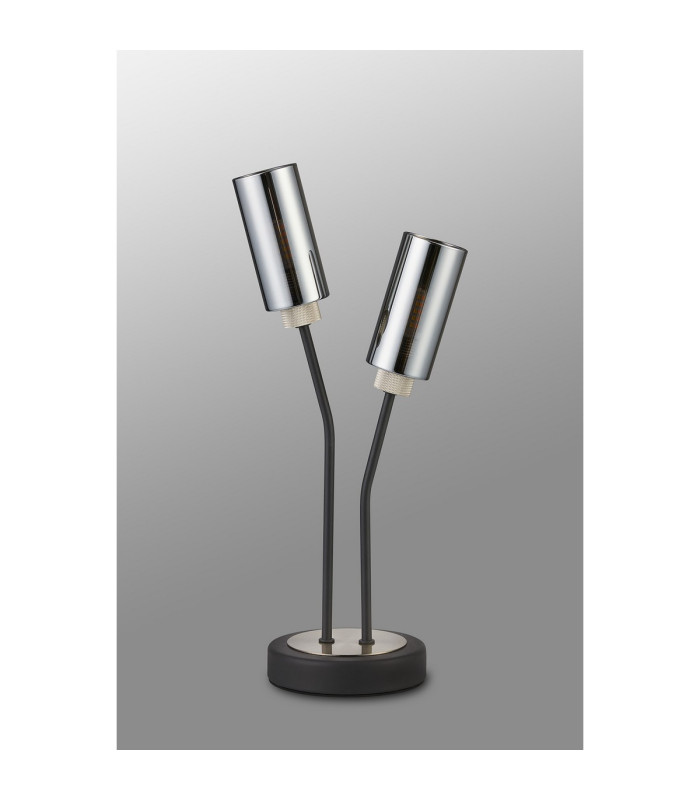 Harpursville Table Lamp 2 Light G9 Anthracite/Satin Nickel/Smoked Glass-7