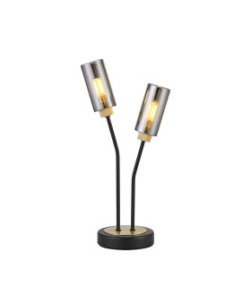 Harpursville Table Lamp 2 Light G9 Satin Black/Gold/Smoked Glass-1