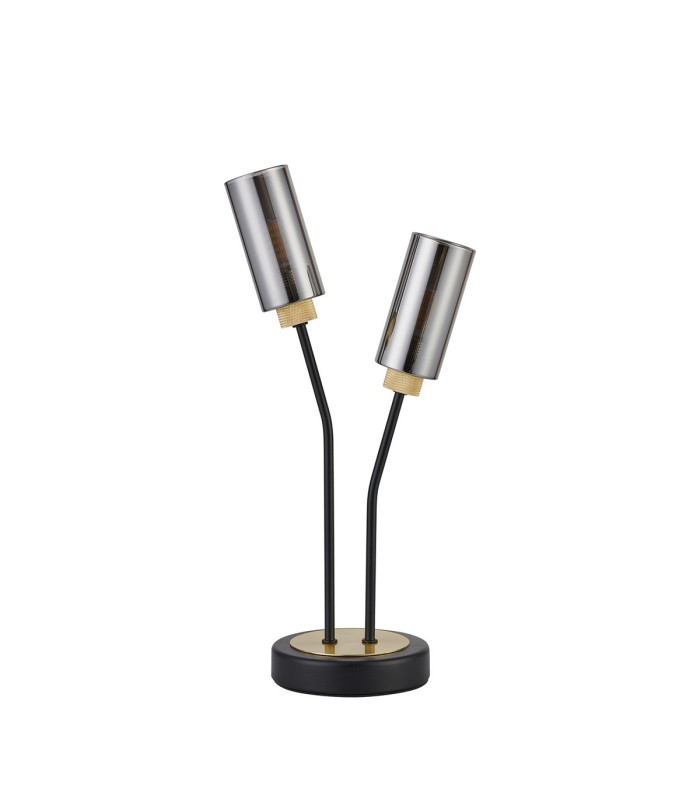 Harpursville Table Lamp 2 Light G9 Satin Black/Gold/Smoked Glass-4