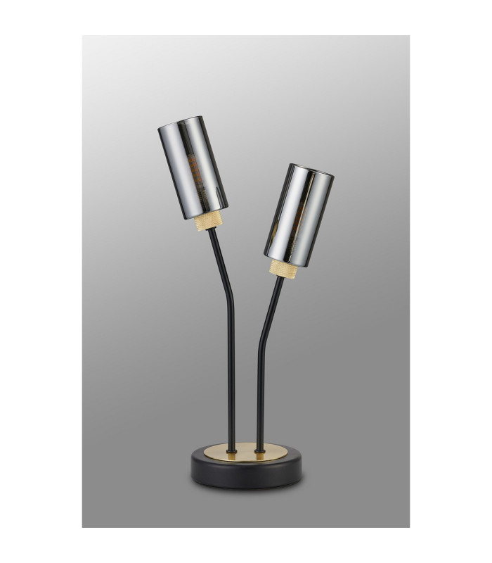 Harpursville Table Lamp 2 Light G9 Satin Black/Gold/Smoked Glass-7