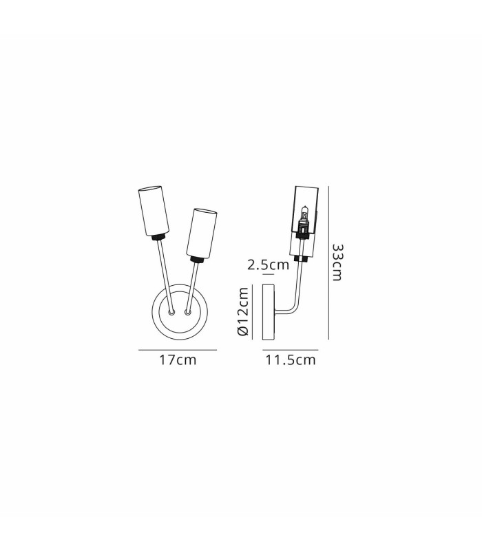 Harpursville Wall Lamp 2 Light G9 Anthracite/Satin Nickel/Smoked Glass-2