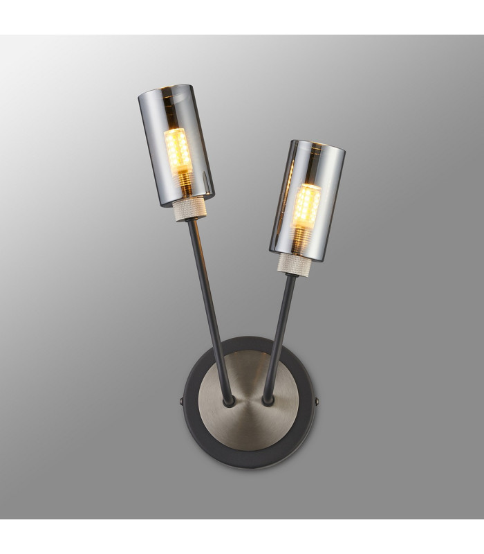 Harpursville Wall Lamp 2 Light G9 Anthracite/Satin Nickel/Smoked Glass-3