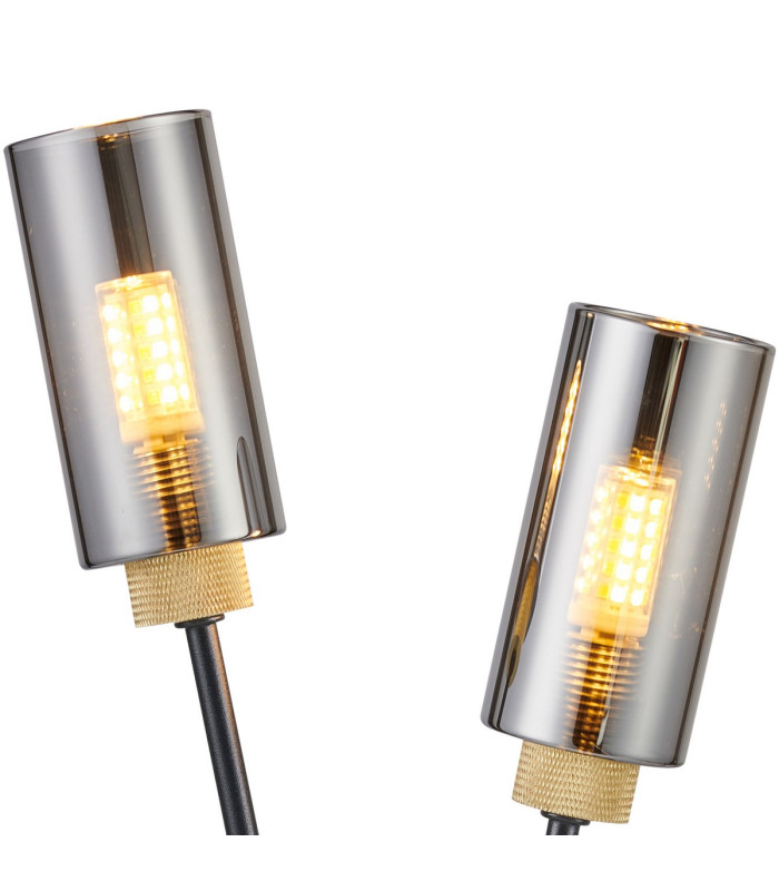 Harpursville Wall Lamp 2 Light G9 Satin Black/Gold/Smoked Glass-6