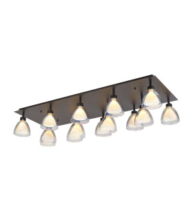 Baldwin Rectangle Flush Curved Cone Glass (U) 14 Light G9 Satin Black/Iridescent/Opal-1