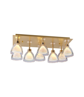 Baldwin Rectangle Flush Curved Cone Glass (U) 8 Light G9 French Gold/Iridescent/Opal/Matt Gold-1