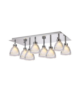 Baldwin Rectangle Flush Curved Cone Glass (U) 8 Light G9 Polished Chrome/Iridescent/Opal/Silver-1