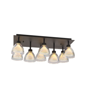 Baldwin Rectangle Flush Curved Cone Glass (U) 8 Light G9 Satin Black/Iridescent/Opal-1