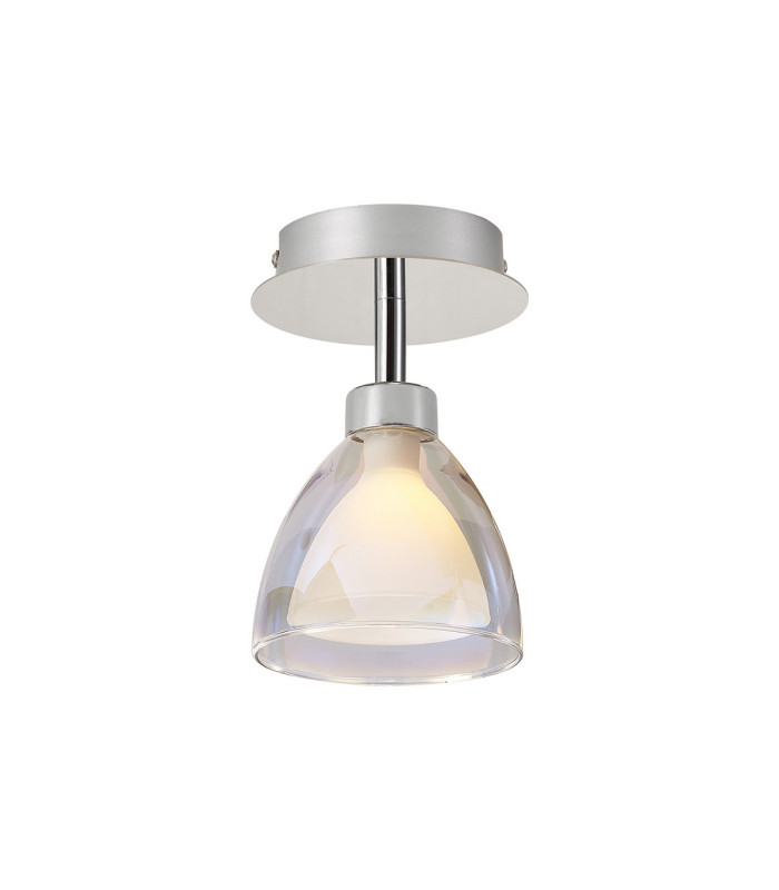 Baldwin 12cm Flush Curved Cone Glass (U) 1 Light G9 Polished Chrome/Iridescent/Opal-1