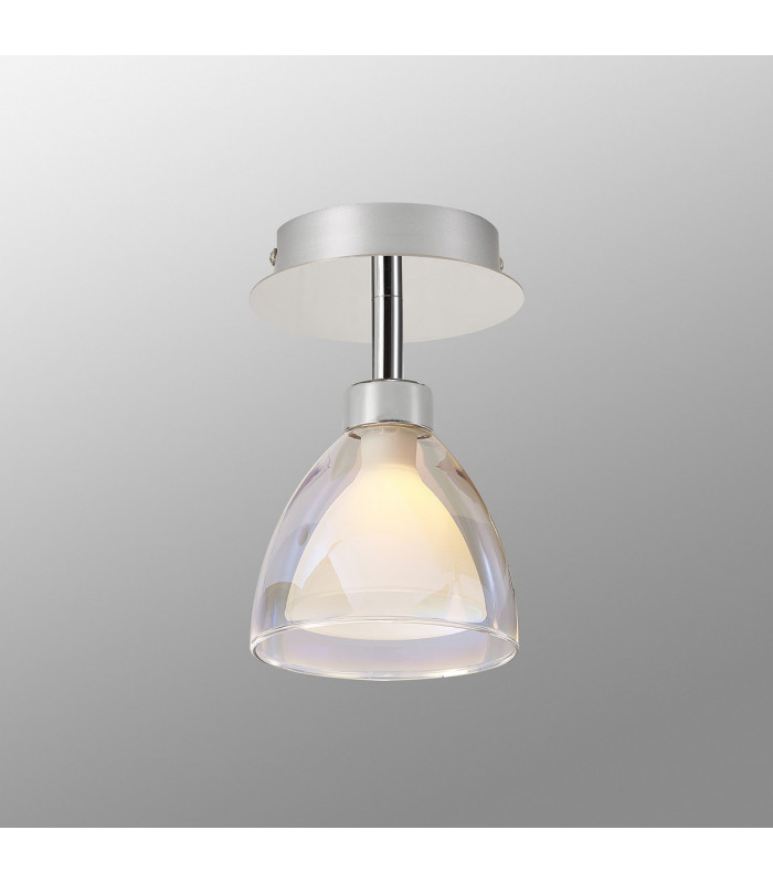 Baldwin 12cm Flush Curved Cone Glass (U) 1 Light G9 Polished Chrome/Iridescent/Opal-3