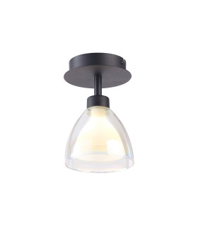 Baldwin 12cm Flush Curved Cone Glass (U) 1 Light G9 Satin Black/Iridescent/Opal-1