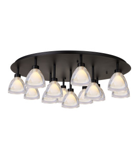 Baldwin 82cm 80cm Round Flush Curved Cone Glass (U) 13 Light G9 Satin Black/Iridescent/Opal-1