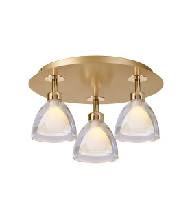 Baldwin 36cm 35cm Round Flush Curved Cone Glass (U) 3 Light G9 French Gold/Iridescent/Opal/Matt Gold-1