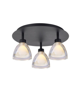 Baldwin 36cm 35cm Round Flush Curved Cone Glass (U) 3 Light G9 Satin Black/Iridescent/Opal-1