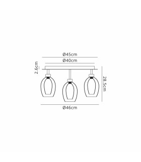 Baldwin 46cm 45cm Round Flush Wine Glass Inner Frosted 5 Light G9 Satin Black/Gold/Frosted Type D Shade-2
