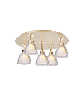 Baldwin 47cm 45cm Round Flush Curved Cone Glass (U) 5 Light G9 French Gold/Iridescent/Opal/Matt Gold-1