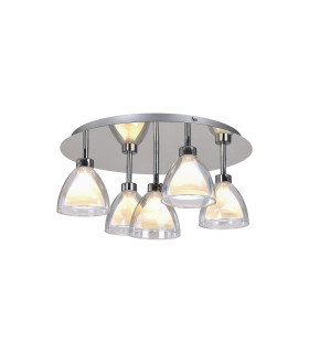 Baldwin 47cm 45cm Round Flush Curved Cone Glass (U) 5 Light G9 Polished Chrome/Iridescent/Opal-1