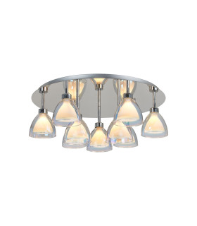 Baldwin 62cm Round Flush Curved Cone Glass (U) 9 Light G9 Polished Chrome/Iridescent/Opal/Silver-1