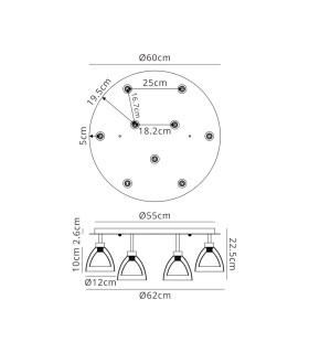 Baldwin 62cm Round Flush Curved Cone Glass (U) 9 Light G9 Polished Chrome/Iridescent/Opal/Silver-2
