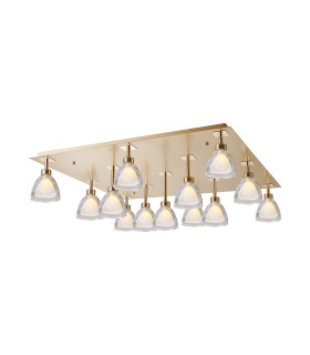 Baldwin Square Flush Curved Cone Glass (U) 13 Light G9 French Gold/Iridescent/Opal/Matt Gold-1