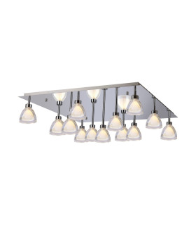 Baldwin Square Flush Curved Cone Glass (U) 13 Light G9 Polished Chrome/Iridescent/Opal-1