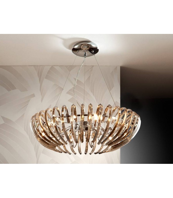 12 Light Crystal Ceiling Pendant Chrome, champagne, G9 - 1