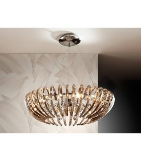 12 Light Dimmable Crystal Ceiling Pendant with Remote Control Chrome, champagne, G9 - 1