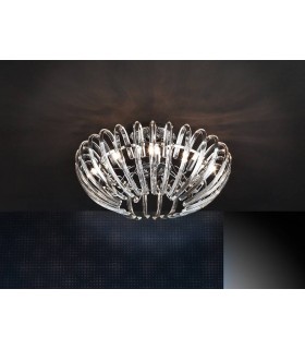 9 Light Crystal Flush Ceiling Light Chrome, G9 - 1