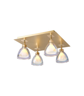 Baldwin 40cm Square Flush Curved Cone Glass (U) 4 Light G9 French Gold/Iridescent/Opal/Matt Gold-1