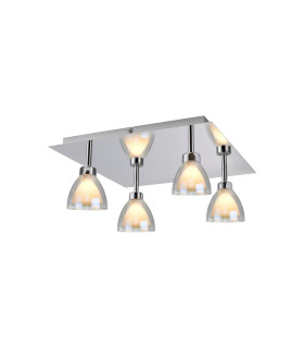 Baldwin 40cm Square Flush Curved Cone Glass (U) 4 Light G9 Polished Chrome/Iridescent/Opal-1