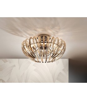 9 Light Crystal Flush Ceiling Light Chrome, champagne, G9 - 1