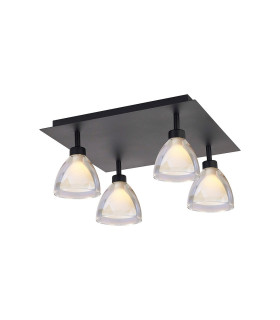 Baldwin 40cm Square Flush Curved Cone Glass (U) 4 Light G9 Satin Black/Iridescent/Opal-1