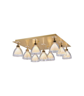 Baldwin Square Flush Curved Cone Glass (U) 9 Light G9 French Gold/Iridescent/Opal/Matt Gold-1