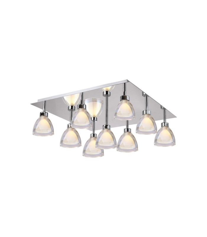 Baldwin Square Flush Curved Cone Glass (U) 9 Light G9 Polished Chrome/Iridescent/Opal/Silver-1