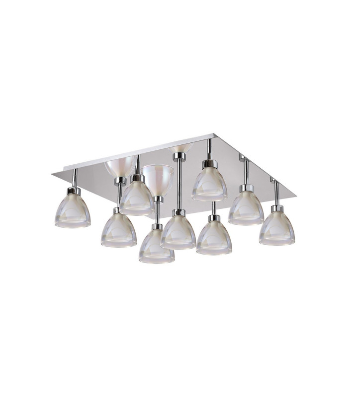 Baldwin Square Flush Curved Cone Glass (U) 9 Light G9 Polished Chrome/Iridescent/Opal/Silver-4