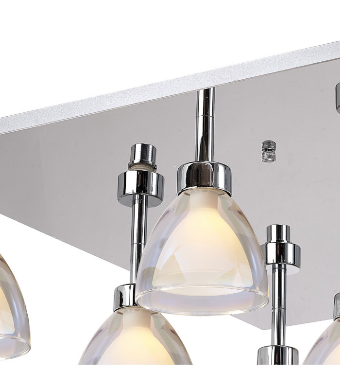 Baldwin Square Flush Curved Cone Glass (U) 9 Light G9 Polished Chrome/Iridescent/Opal/Silver-5
