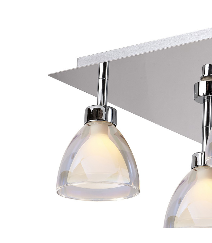 Baldwin Square Flush Curved Cone Glass (U) 9 Light G9 Polished Chrome/Iridescent/Opal/Silver-6
