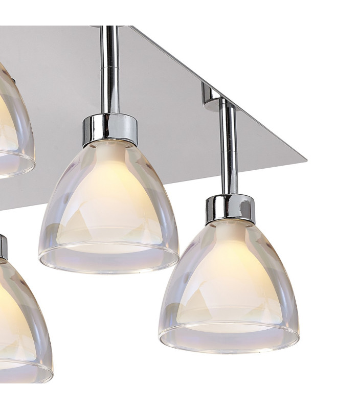 Baldwin Square Flush Curved Cone Glass (U) 9 Light G9 Polished Chrome/Iridescent/Opal/Silver-7
