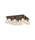 Baldwin Square Flush Curved Cone Glass (U) 9 Light G9 Satin Black/Iridescent/Opal-1