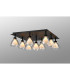Baldwin Square Flush Curved Cone Glass (U) 9 Light G9 Satin Black/Iridescent/Opal-3