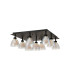 Baldwin Square Flush Curved Cone Glass (U) 9 Light G9 Satin Black/Iridescent/Opal-4