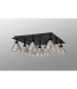 Baldwin Square Flush Curved Cone Glass (U) 9 Light G9 Satin Black/Iridescent/Opal-10